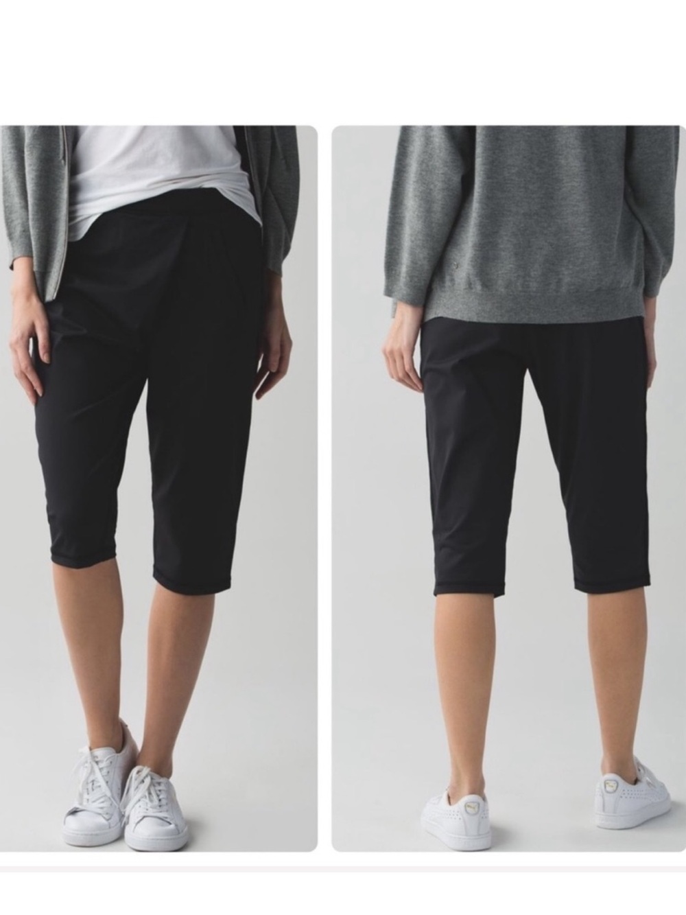 Lululemon Pants Black Retreat Yogi Crop Wrap Front Mesh 8